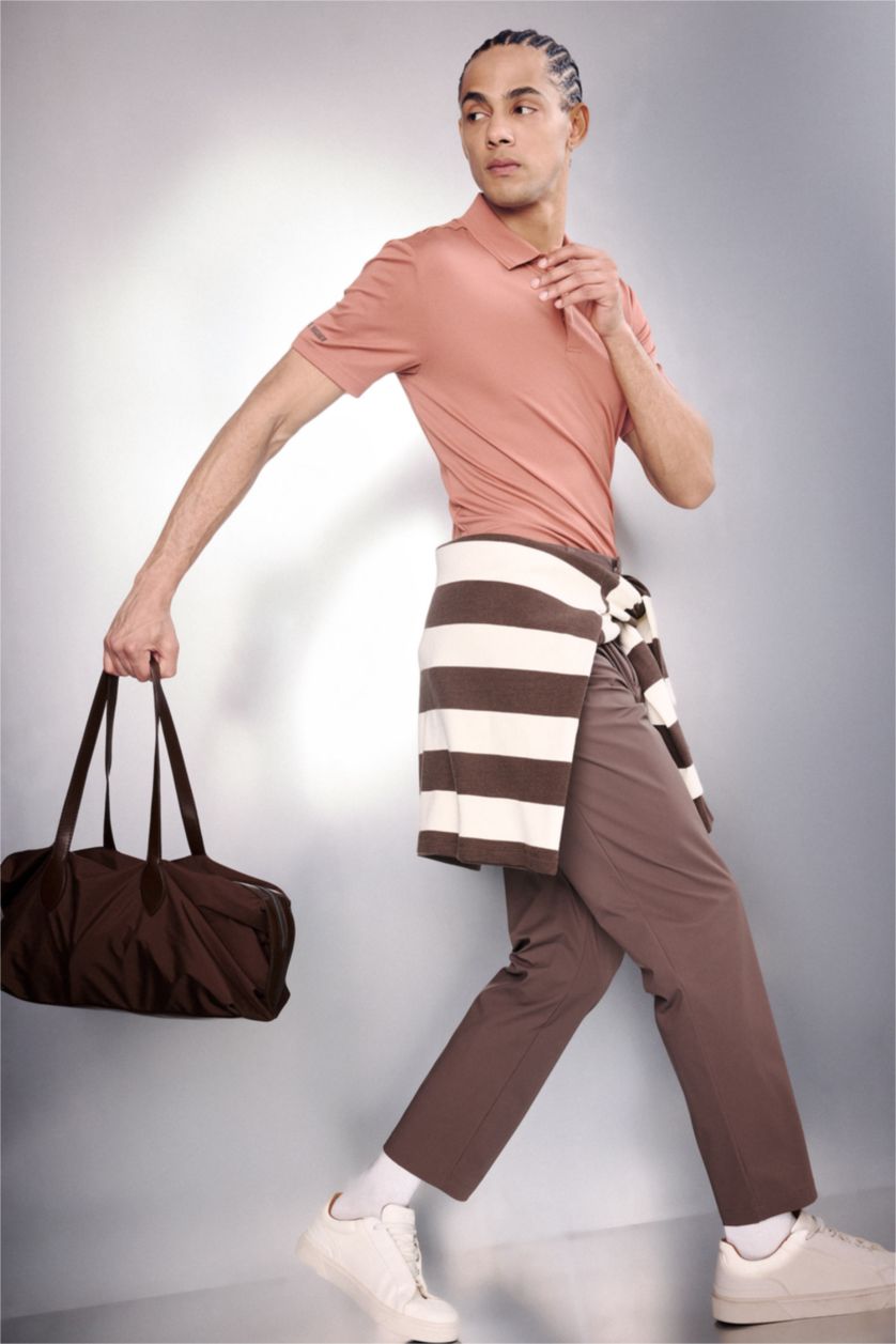 Man Brown Slim Fit Trousers