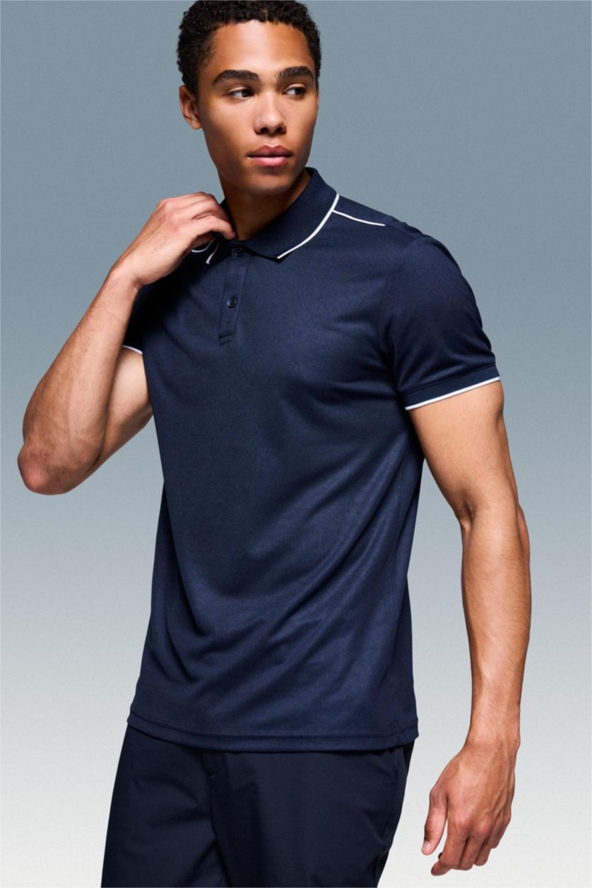 Men NAVY Slim Fit Crew Neck Polo T-Shirt