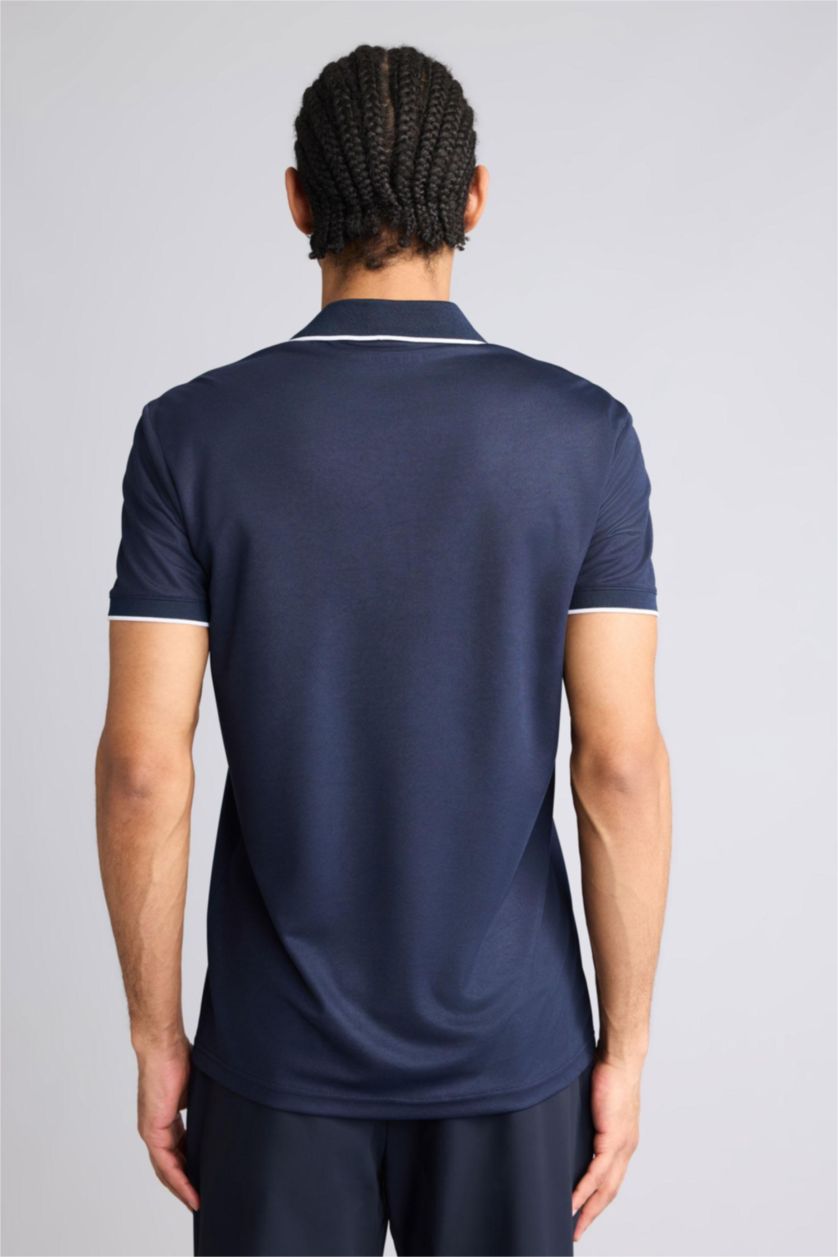 Erkek Lacivert Slım Fıt Kısa Kollu Polo Tişört