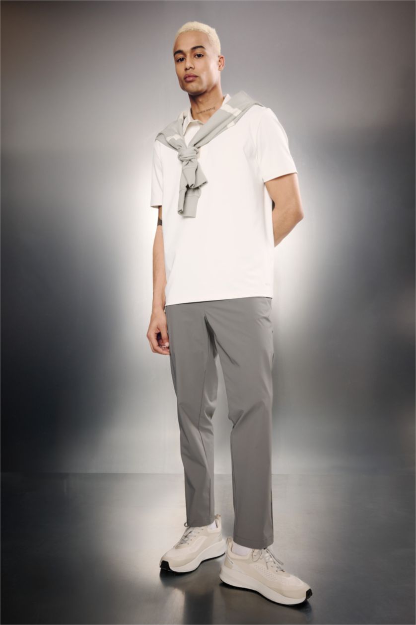 Man Ecru Standard Fit Short Sleeve Polo T-Shirt