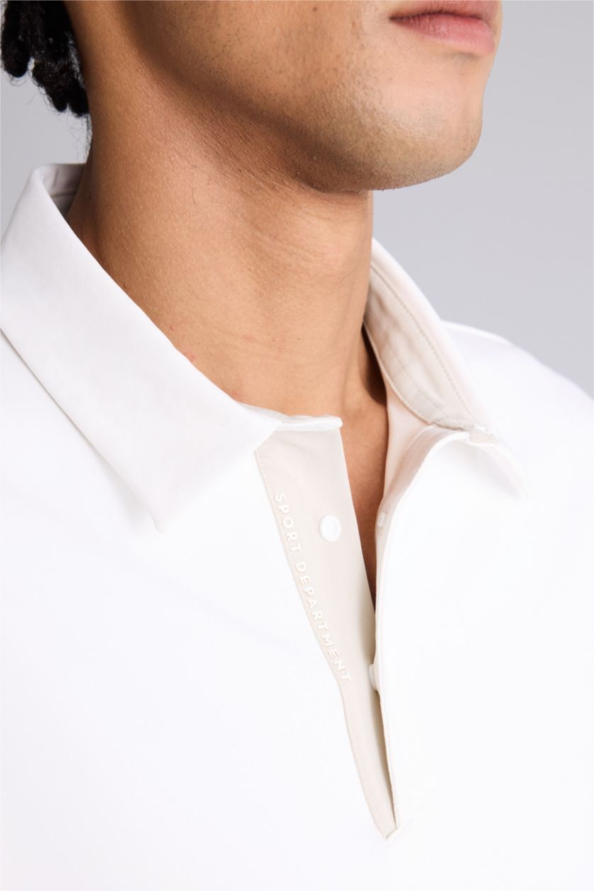 Erkek Ekru Standart Fıt Kısa Kollu Polo Tişört