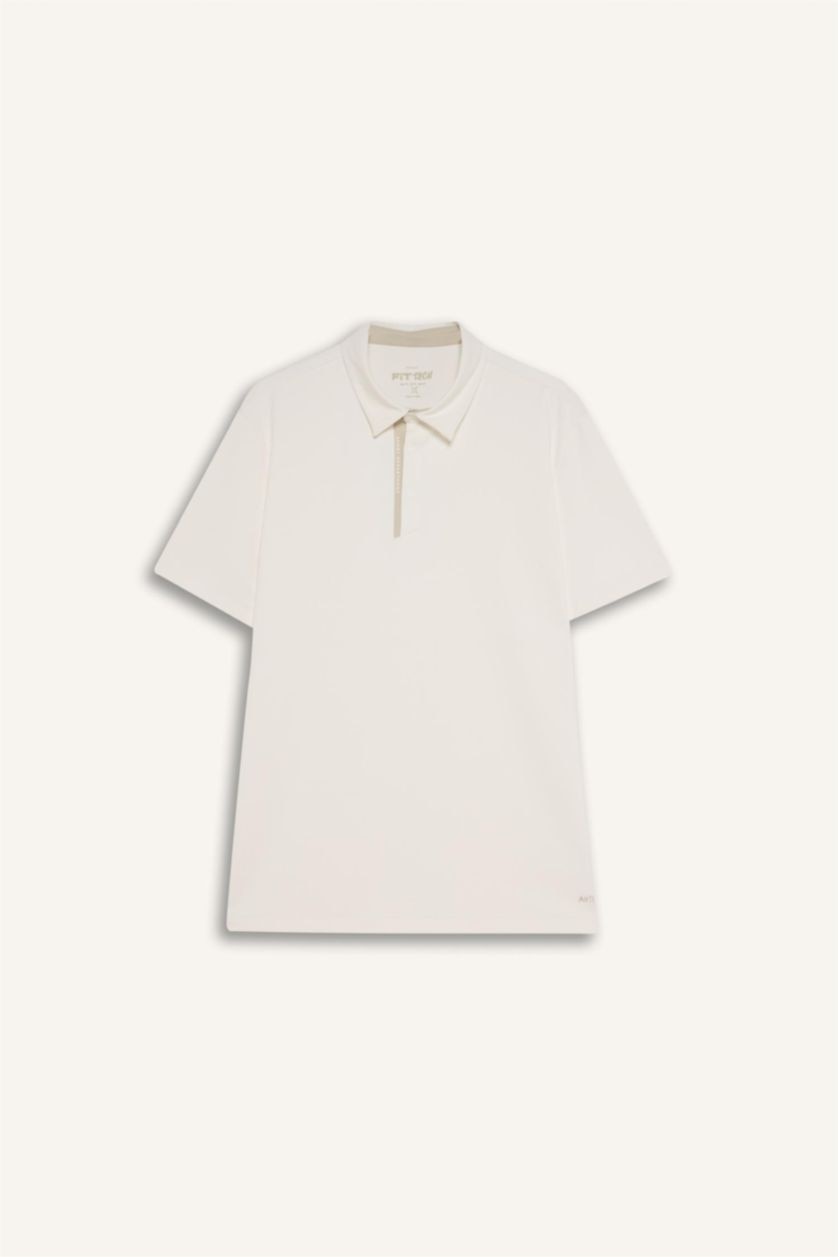 Man Ecru Standard Fit Short Sleeve Polo T-Shirt