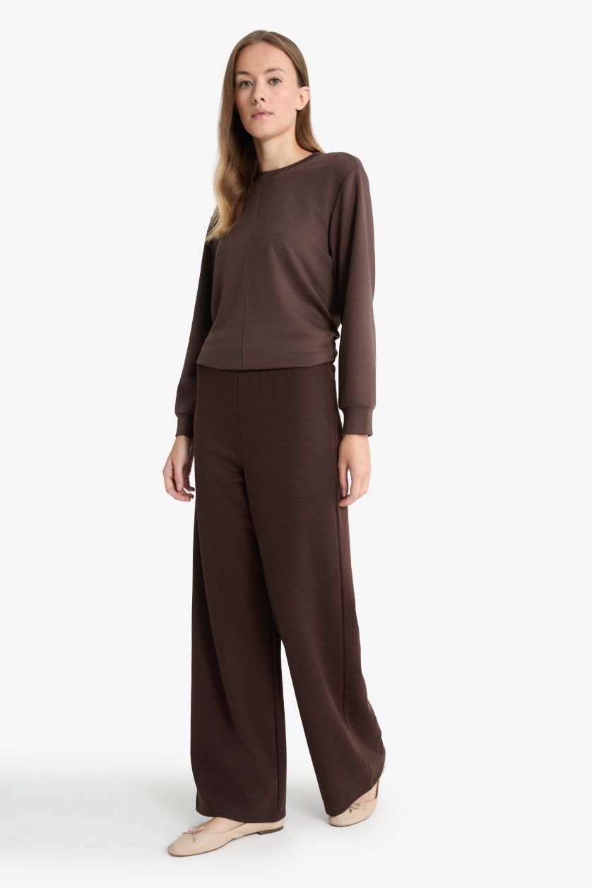 Woman Brown Wide Leg Trousers