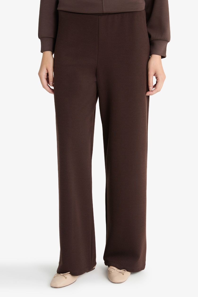 Woman Brown Wide Leg Trousers