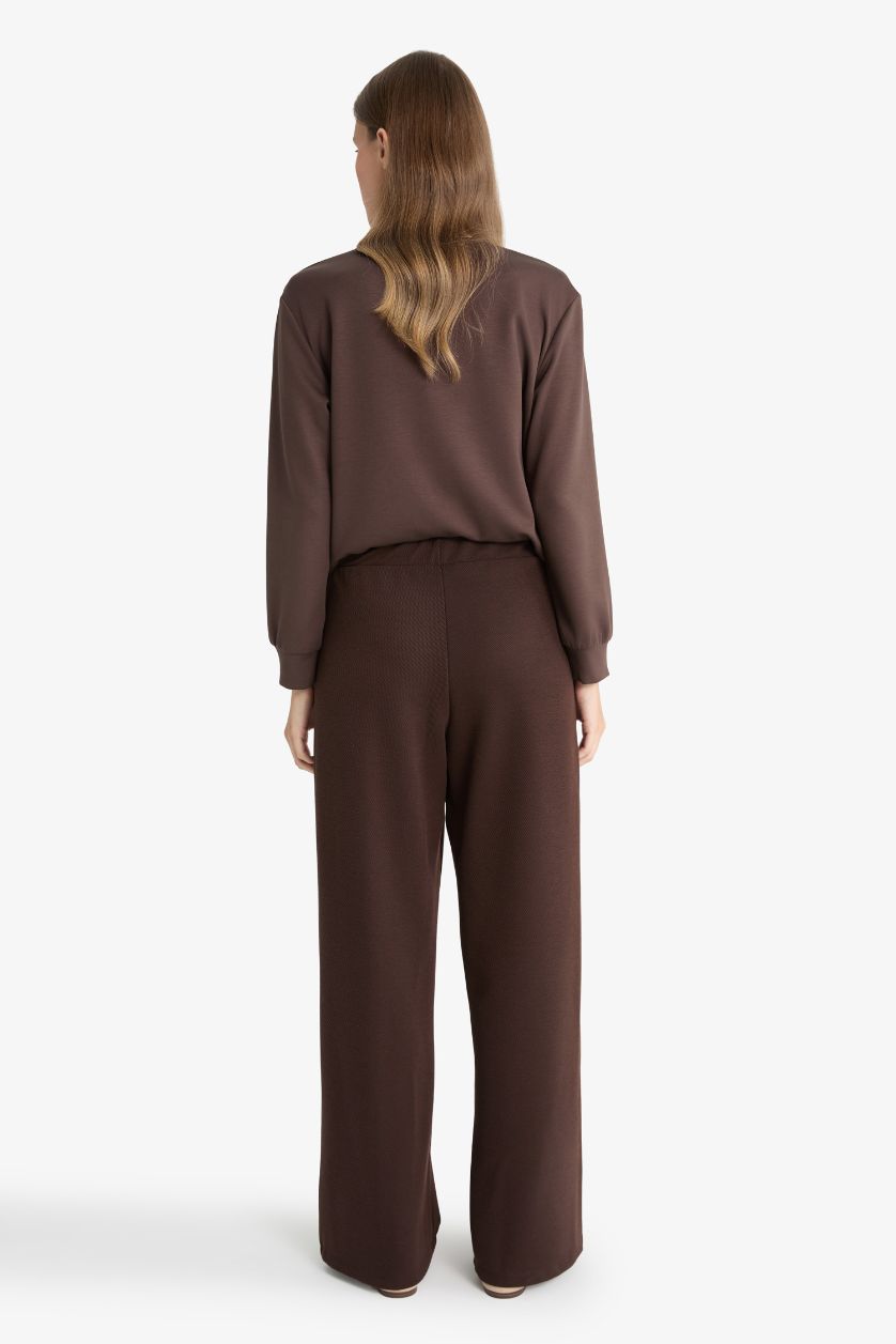 Woman Brown Wide Leg Trousers