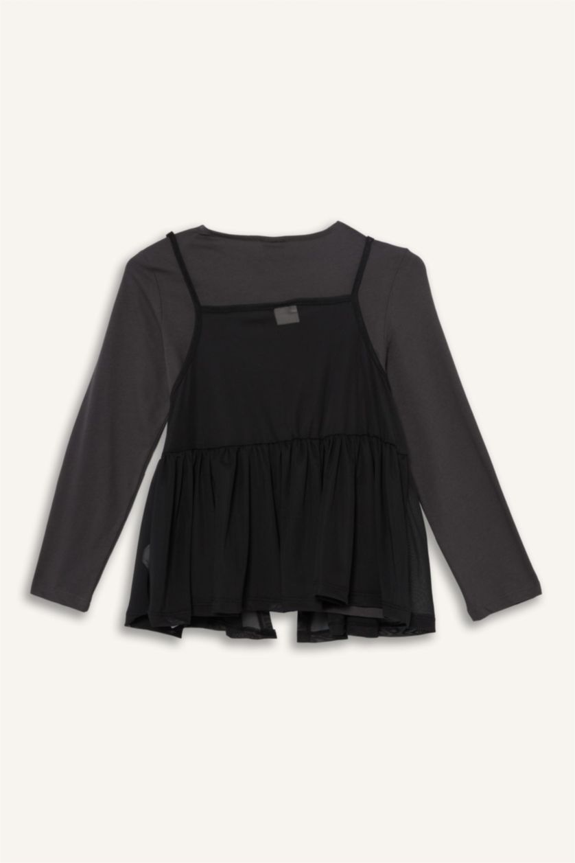 Girls & Teens Anthracite Loose Fit Slogan Long Sleeve T-Shirt