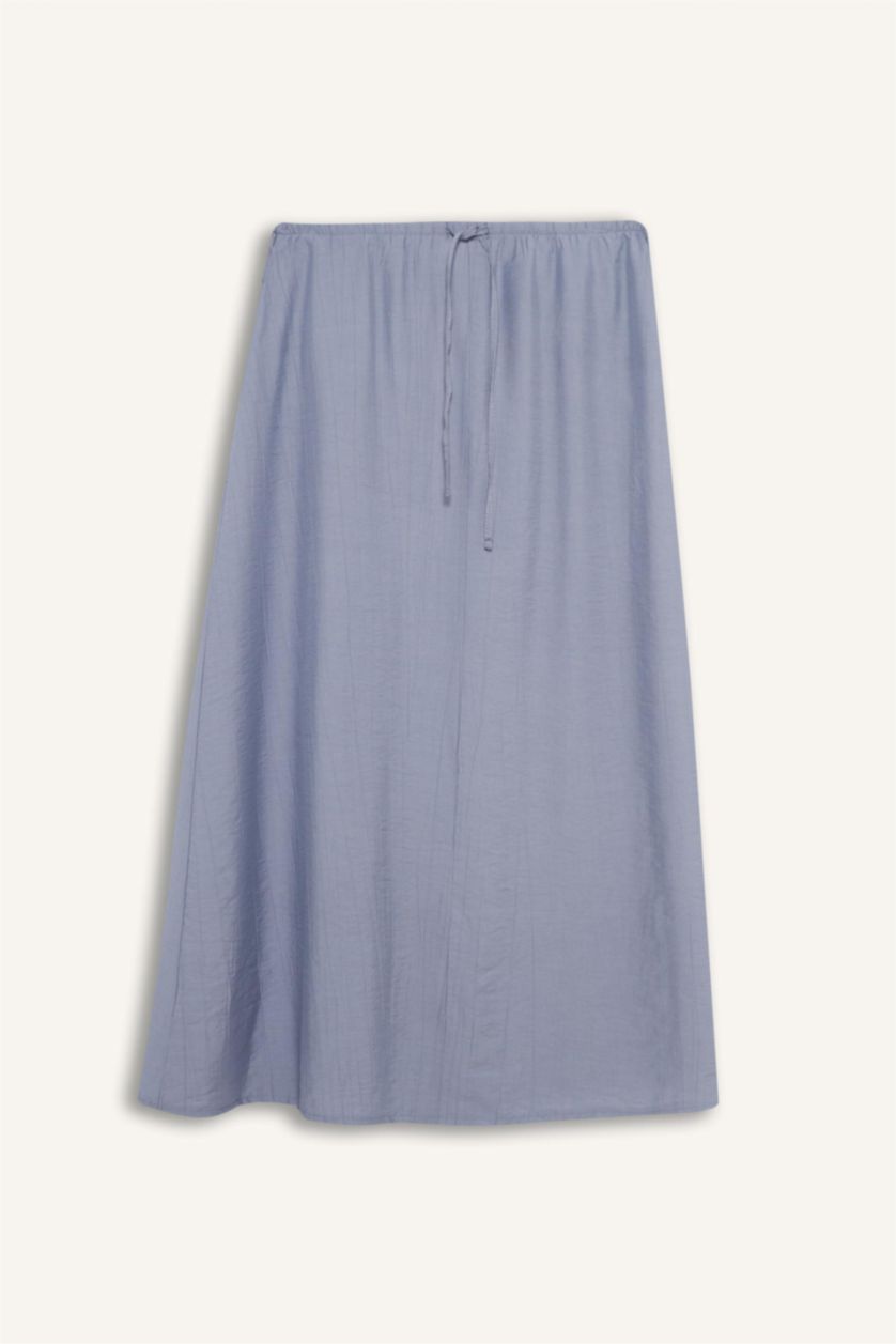 Woman Light Grey Relax Fit Crinkle Fabric Elastic Band Ankle Length Skirt