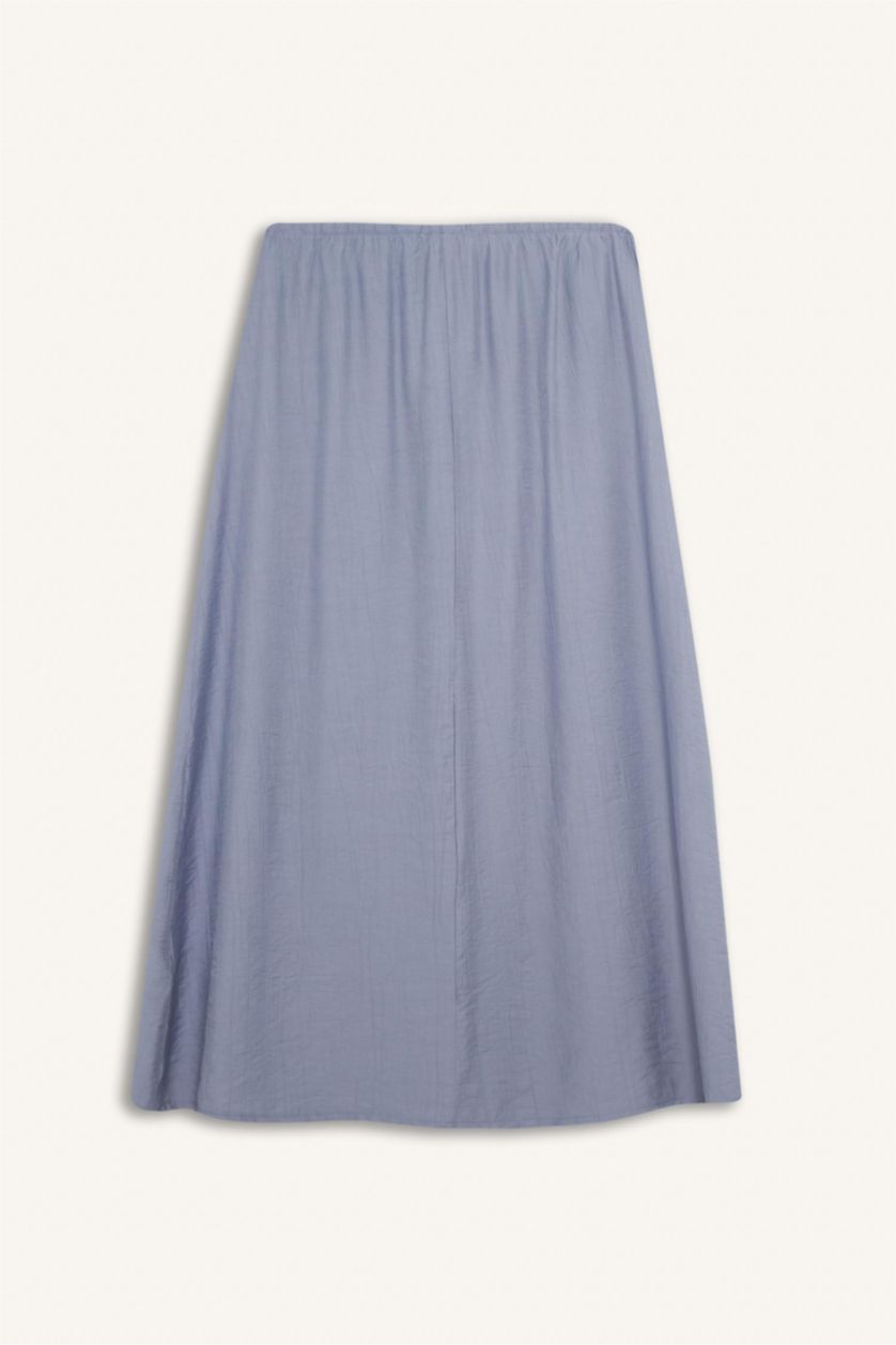 Woman Light Grey Relax Fit Crinkle Fabric Elastic Band Ankle Length Skirt