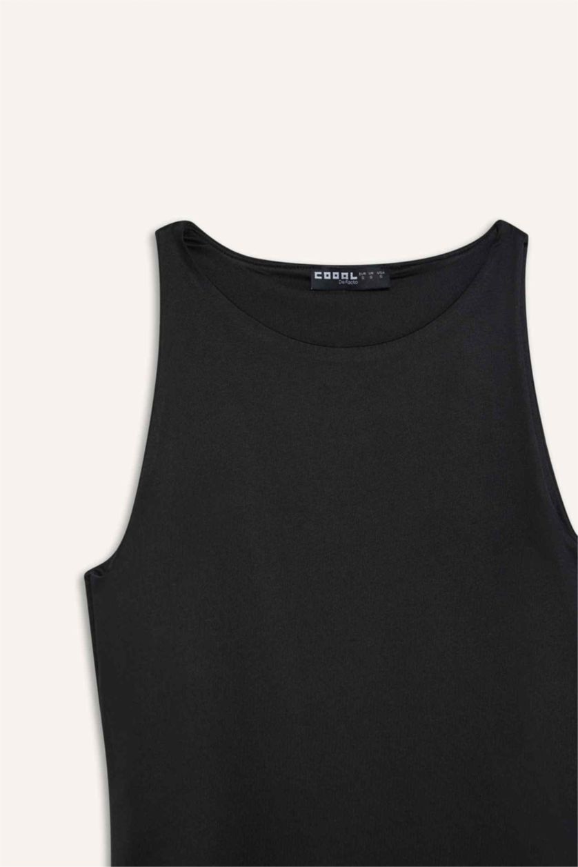 Kadın Siyah Fitted Çıçıtlı Body