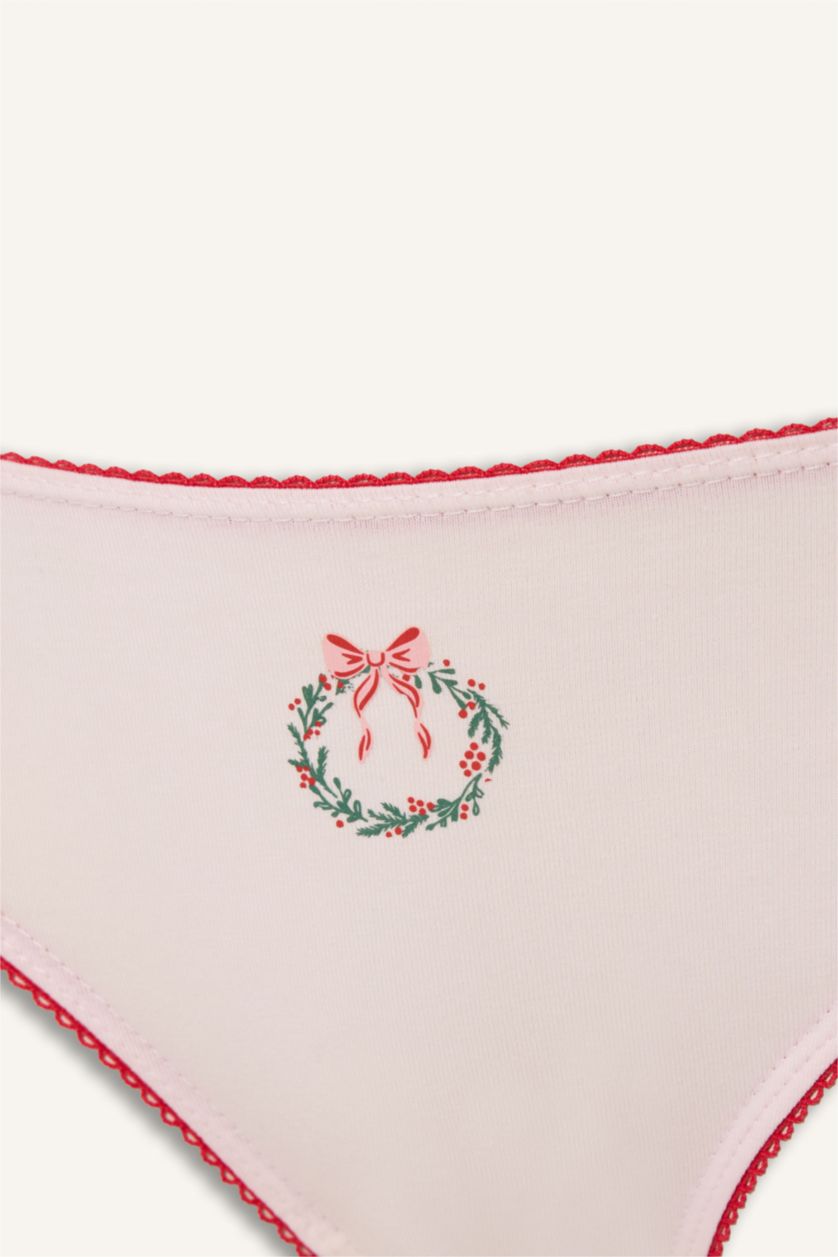 نساء أحمر كلوت سليب مضلع بطبعة كريسماس - 3 قطع