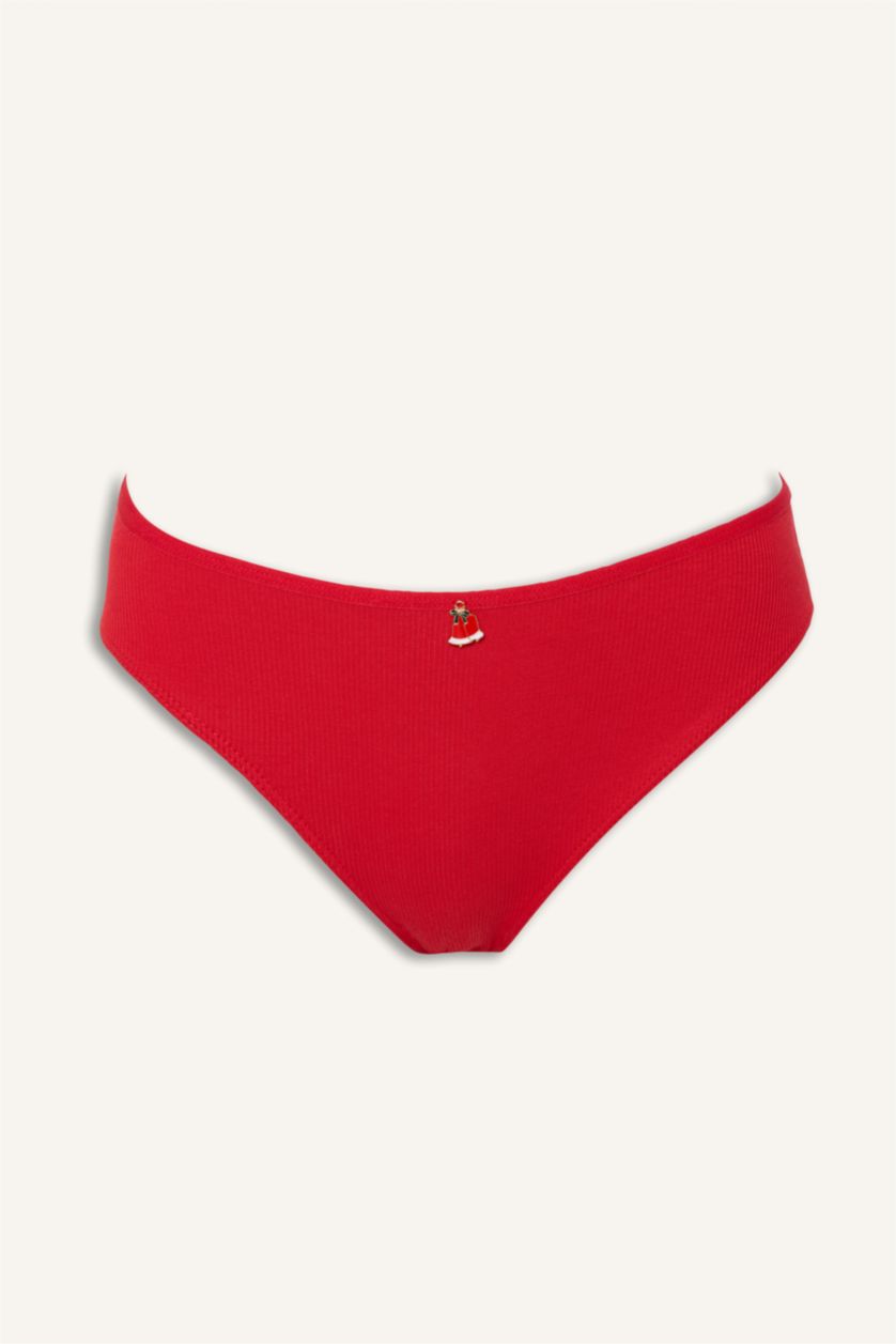 نساء أحمر كلوت سليب مضلع بطبعة كريسماس - 3 قطع