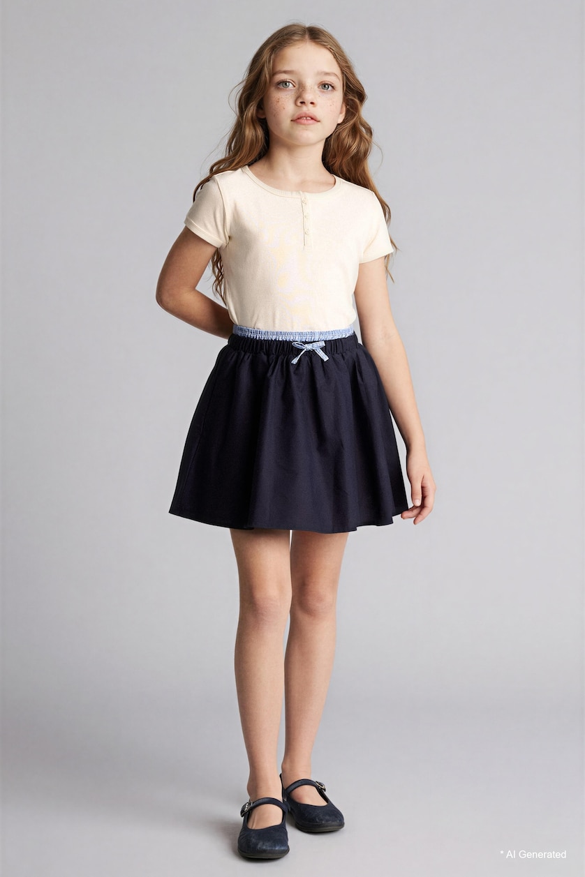GIRLS & TEENS Ecru Girl Slim Fit Short Sleeve T-Shirt