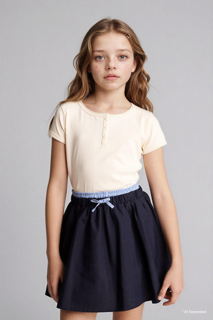 GIRLS & TEENS Ecru Girl Slim Fit Short Sleeve T-Shirt
