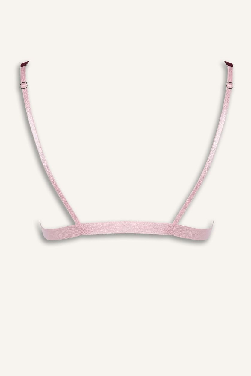 WOMAN Bordeaux Lace Detail Satin Bra