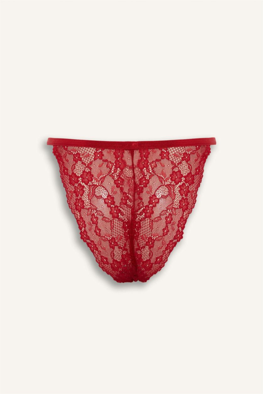 Kadın Kırmızı Saten Brazilian Külot