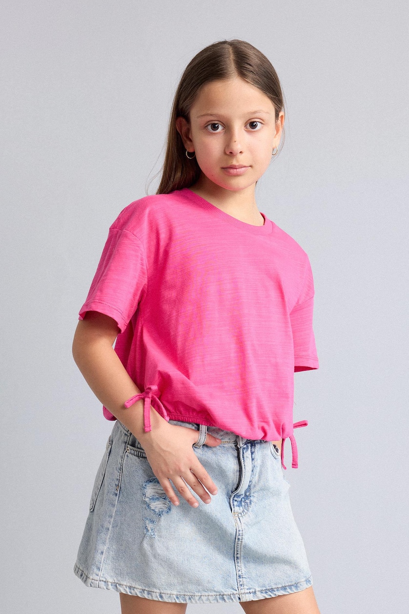 Young Girls - Teen Girls Pink Relax Fit Short Sleeve T-Shirt