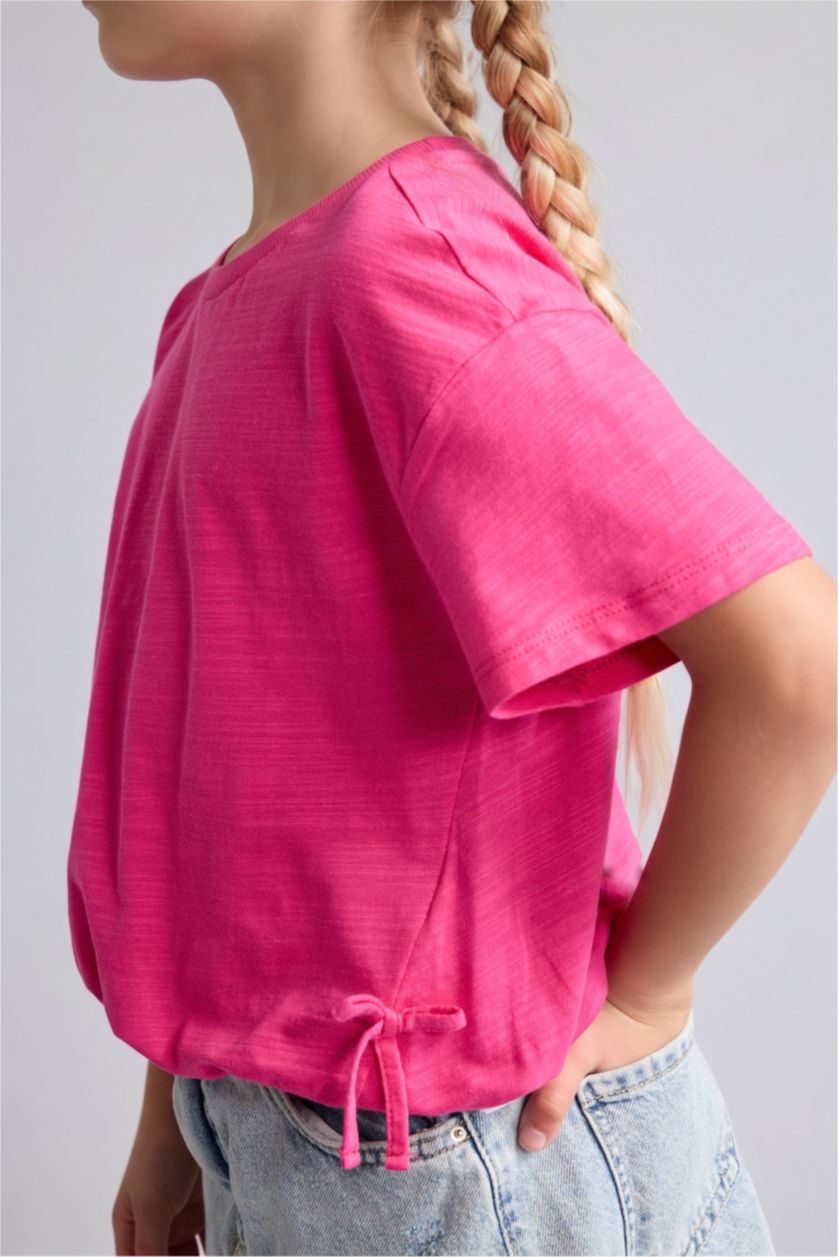 Kız Çocuk - Genç Kız Pembe Relaxed Fit Penye Tişört Kız Çocuk