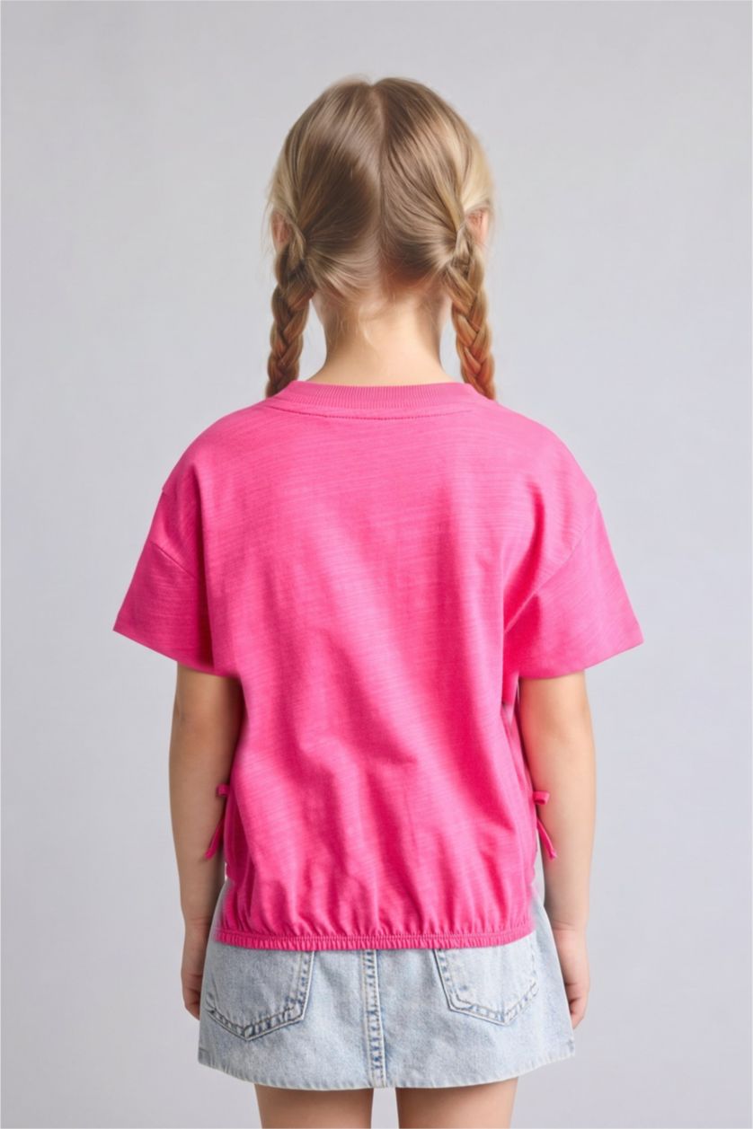 Kız Çocuk - Genç Kız Pembe Relaxed Fit Penye Tişört Kız Çocuk