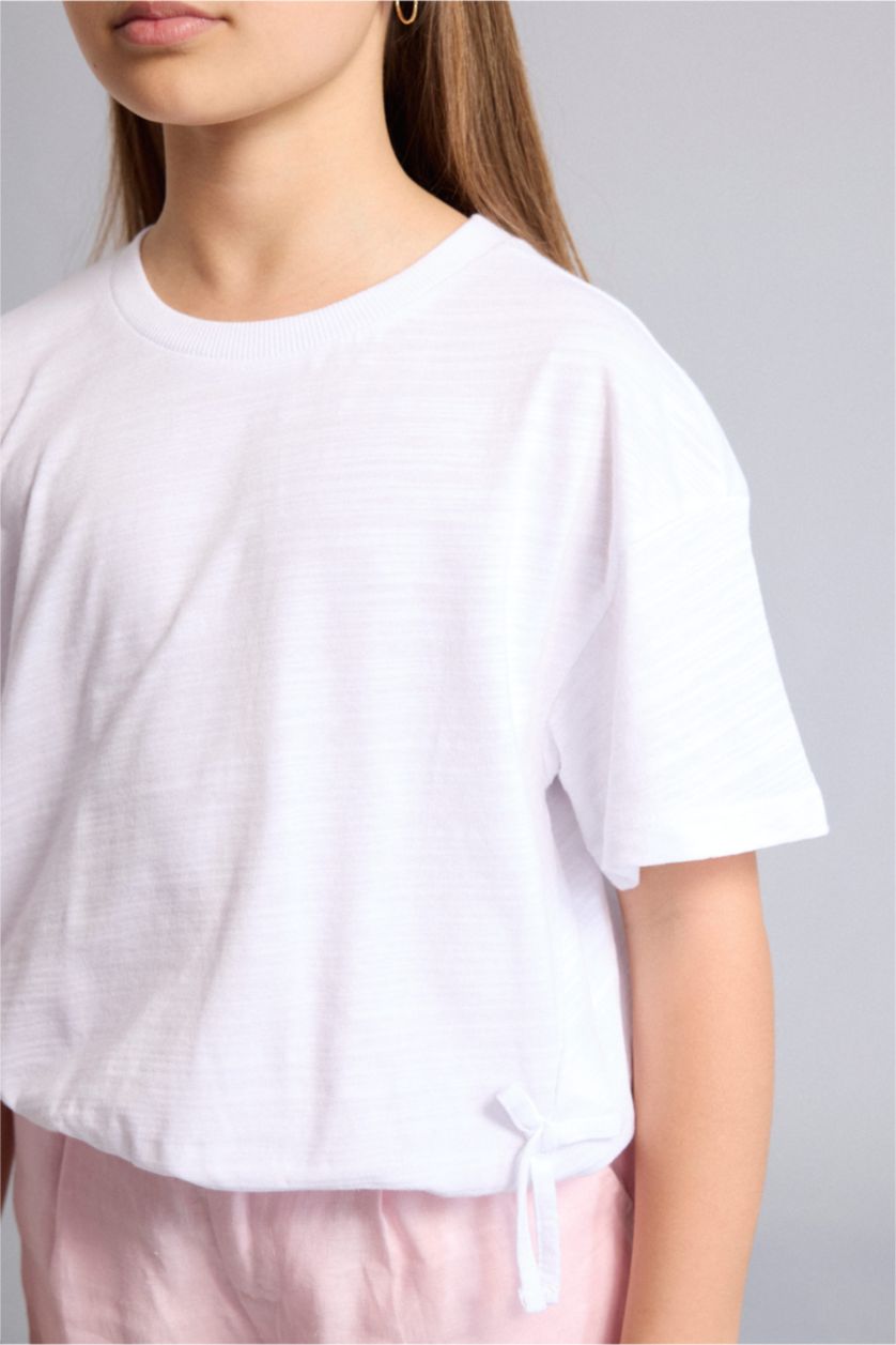 Young Girls - Teen Girls White Relax Fit Short Sleeve T-Shirt