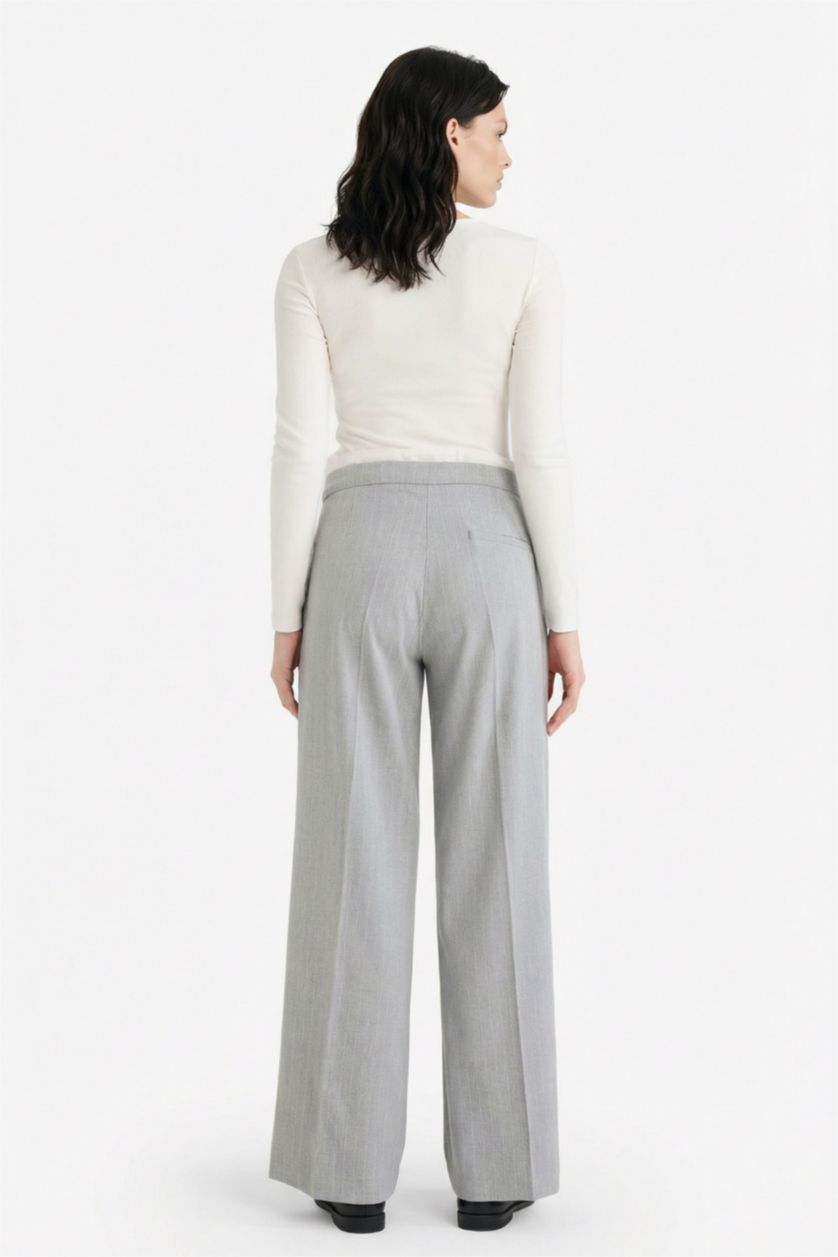 Женщины Серый Длинные брюки Wide Leg с высокой талией и двумя карманами