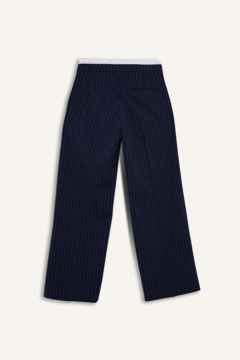 حريمي كحلي بنطلون وايد ليج برجل واسع وخصر عالي