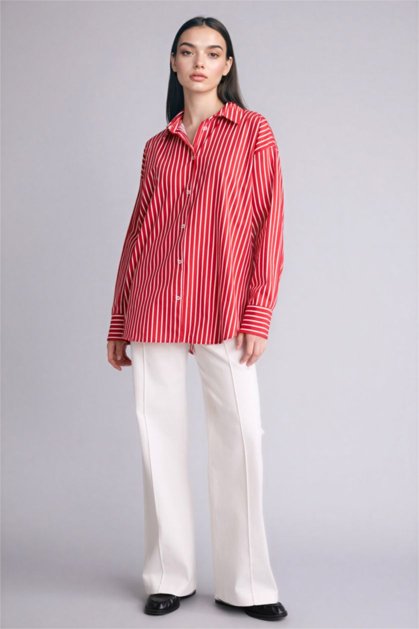 Әйелдерге АҚ кең аяқ габардин кең етек Шалбар