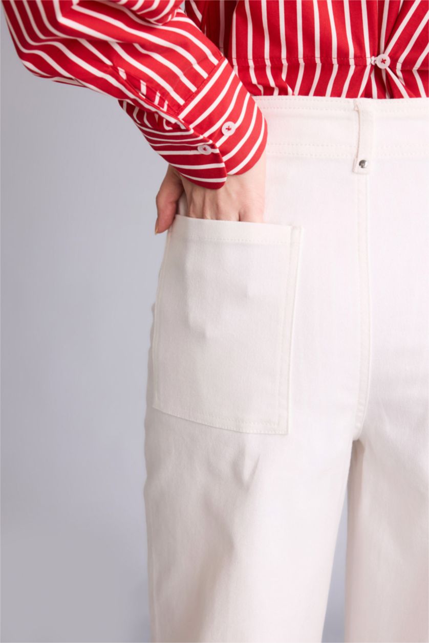 Әйелдерге АҚ кең аяқ габардин кең етек Шалбар