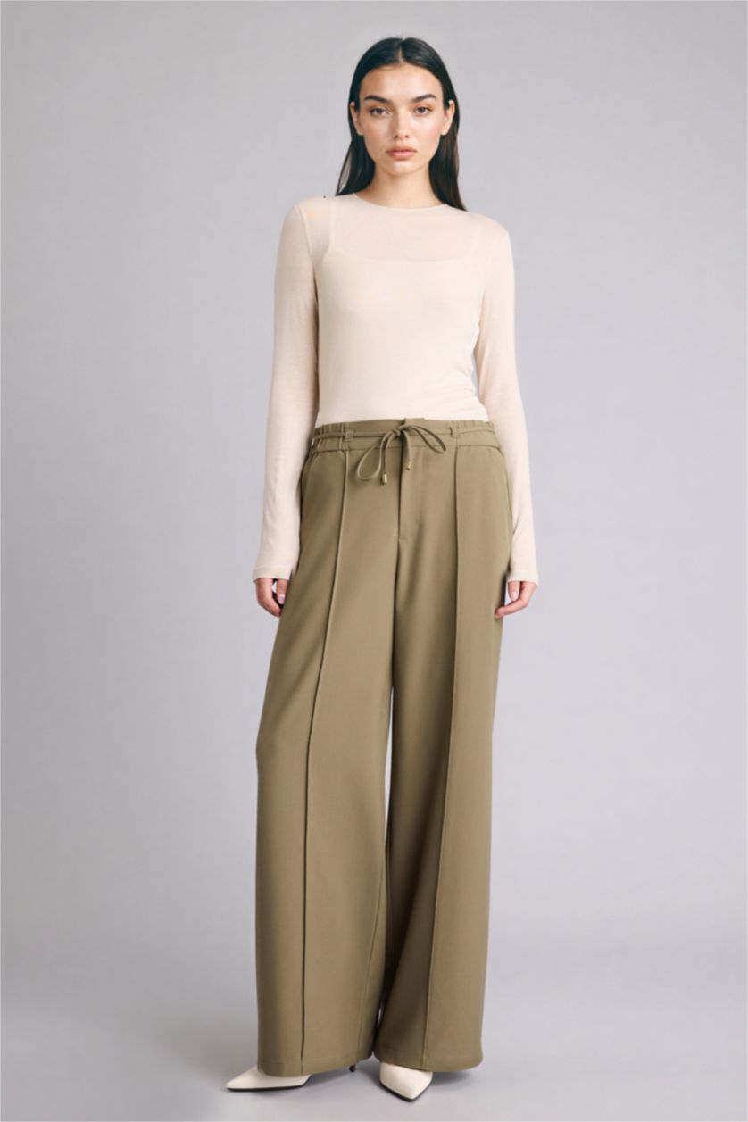 Женщины Светлый хаки Брюки Wide Leg c высокой талией для женщин