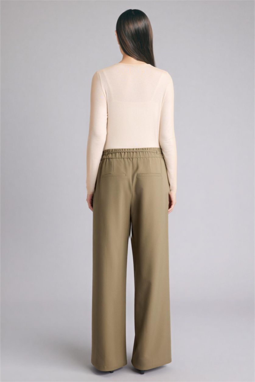 Женщины Светлый хаки Брюки Wide Leg c высокой талией для женщин