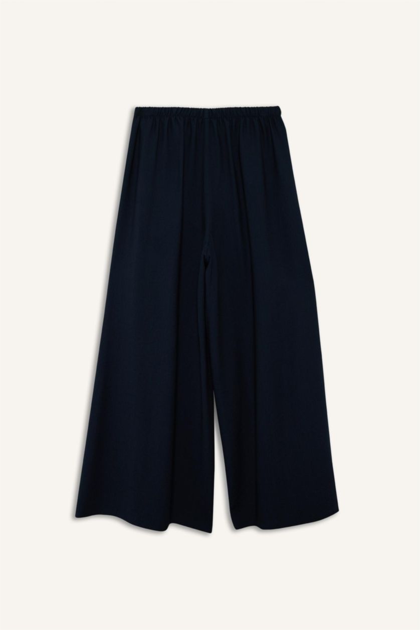 WOMAN NAVY Culotte Fit High Waist Wide Leg Viscose Trousers
