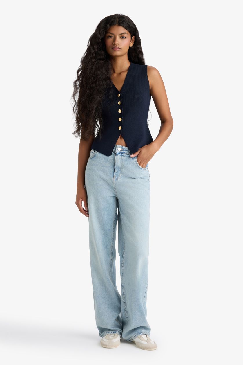 Woman NAVY Slim Fit V-Neck Knitwear Vest