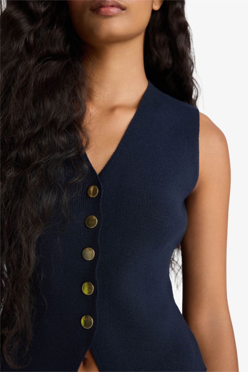 Woman NAVY Slim Fit V-Neck Knitwear Vest