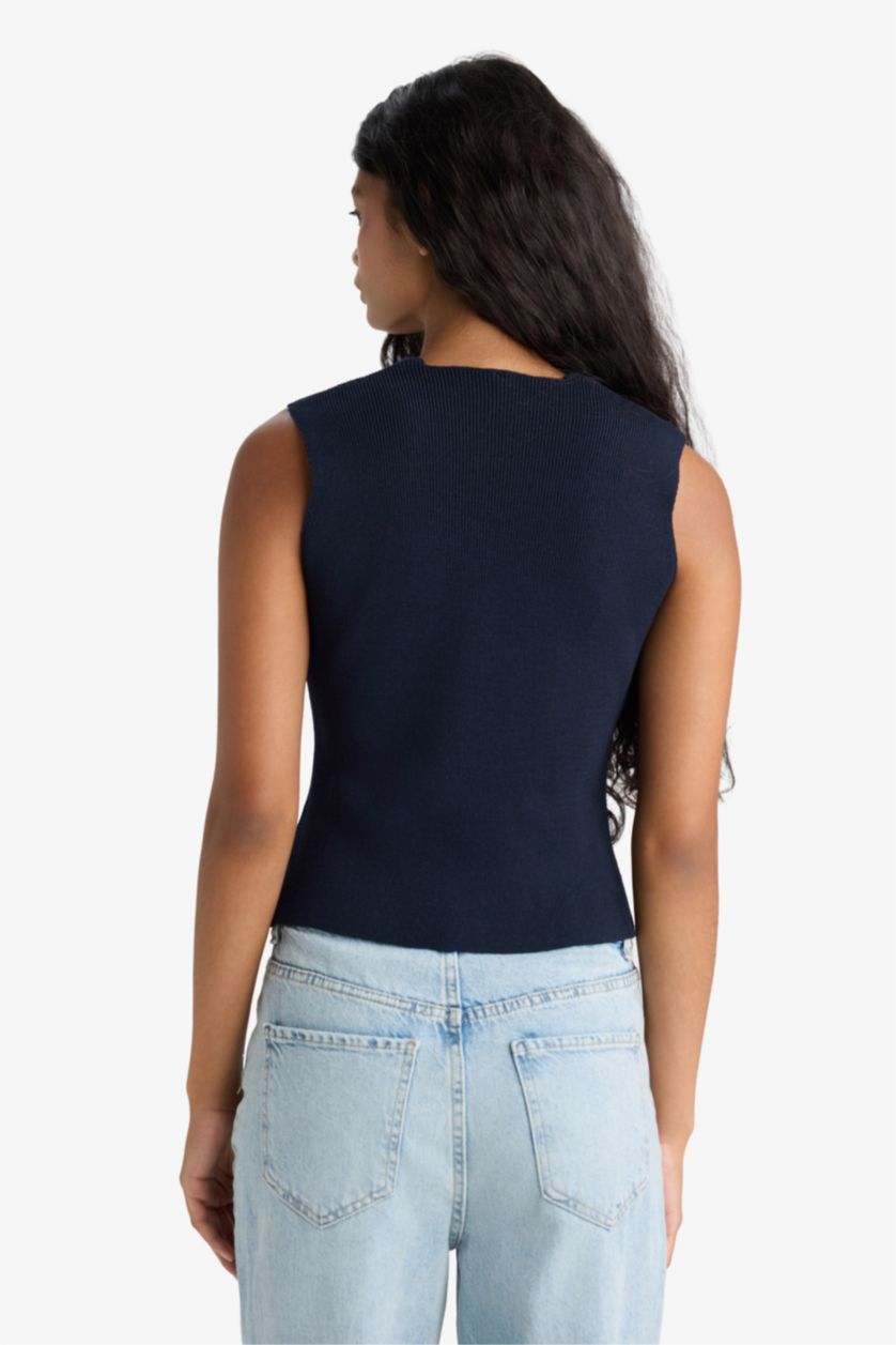 Woman NAVY Slim Fit V-Neck Knitwear Vest