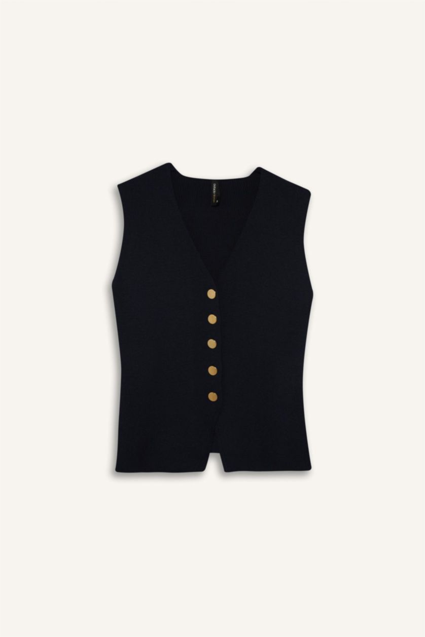 Woman NAVY Slim Fit V-Neck Knitwear Vest