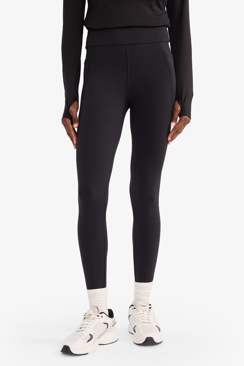 Женщины Черный Спортивные легинсы с поддержкой талии