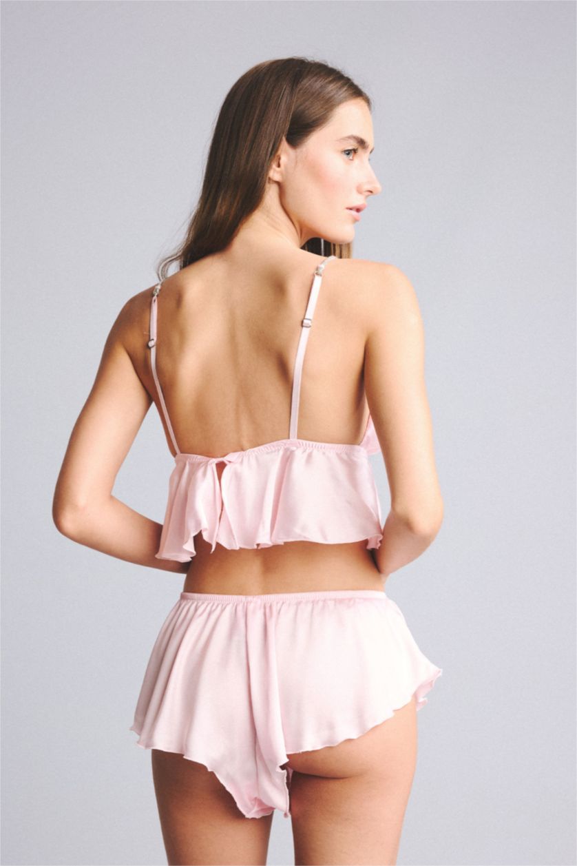 WOMAN Light Pink Regular Fit Satin Woven Tops