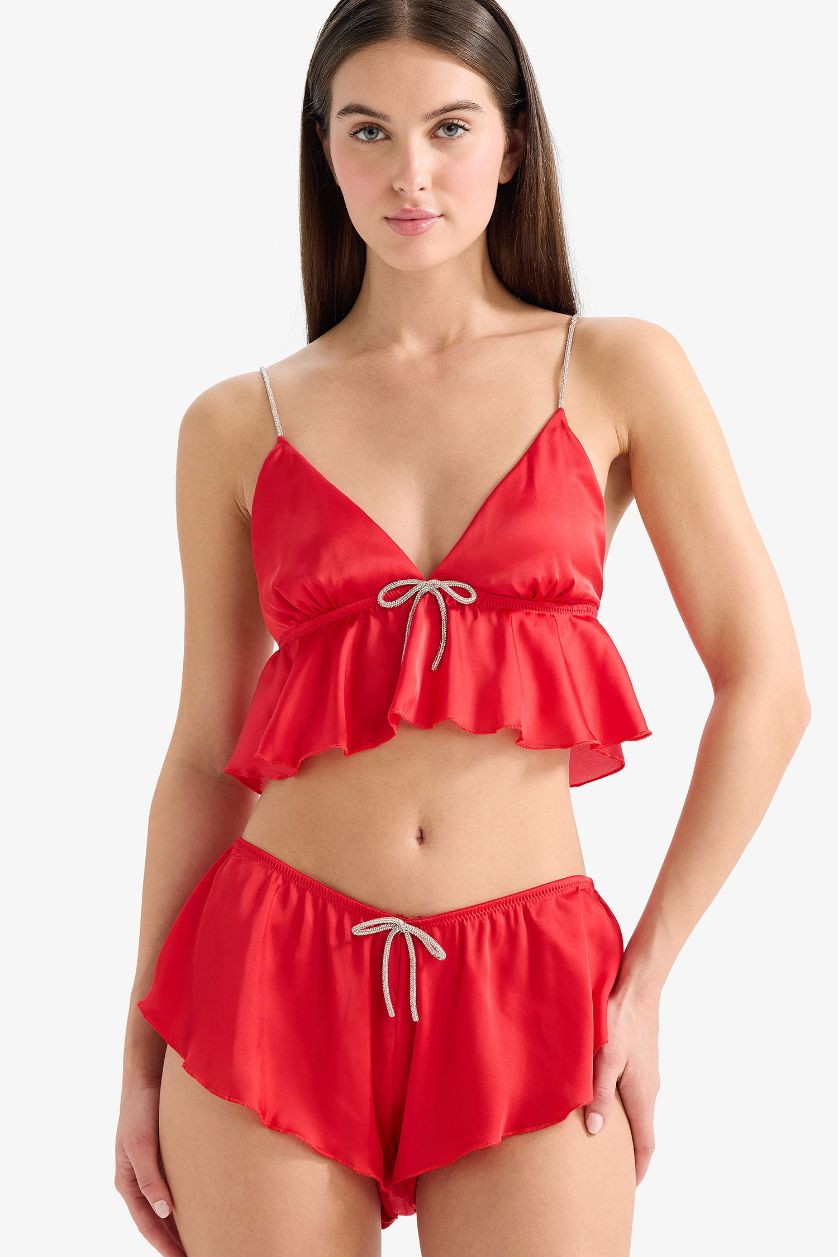 Kadın Kırmızı Regular Fit Saten Alt