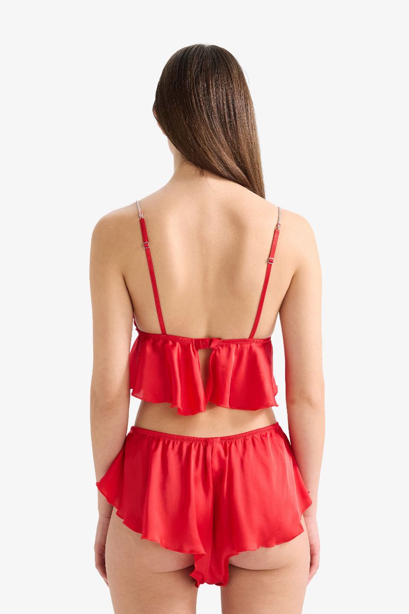 Kadın Kırmızı Regular Fit Saten Alt