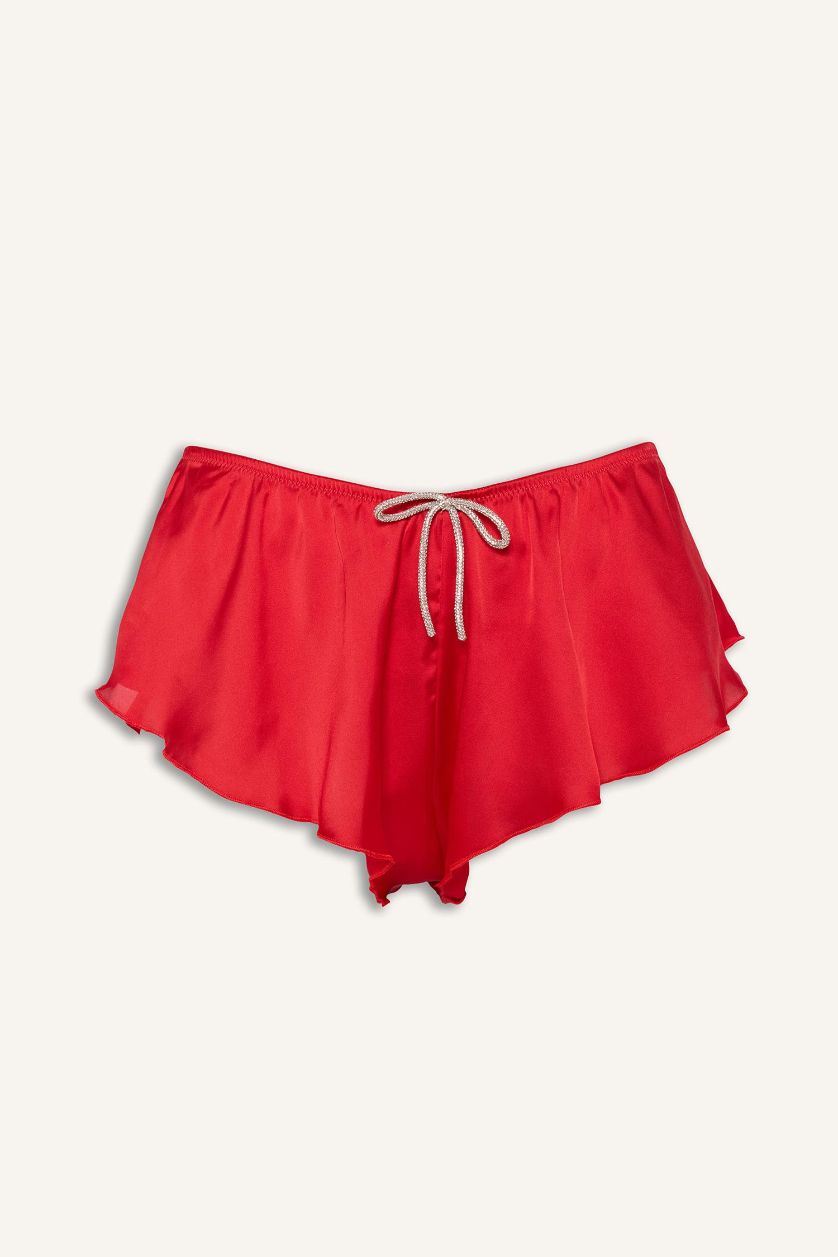 Kadın Kırmızı Regular Fit Saten Alt