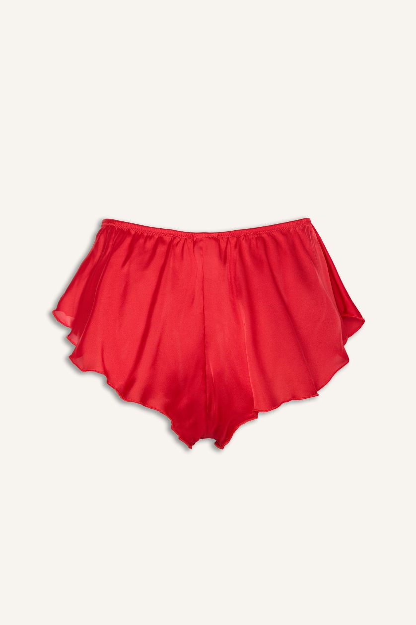 Kadın Kırmızı Regular Fit Saten Alt