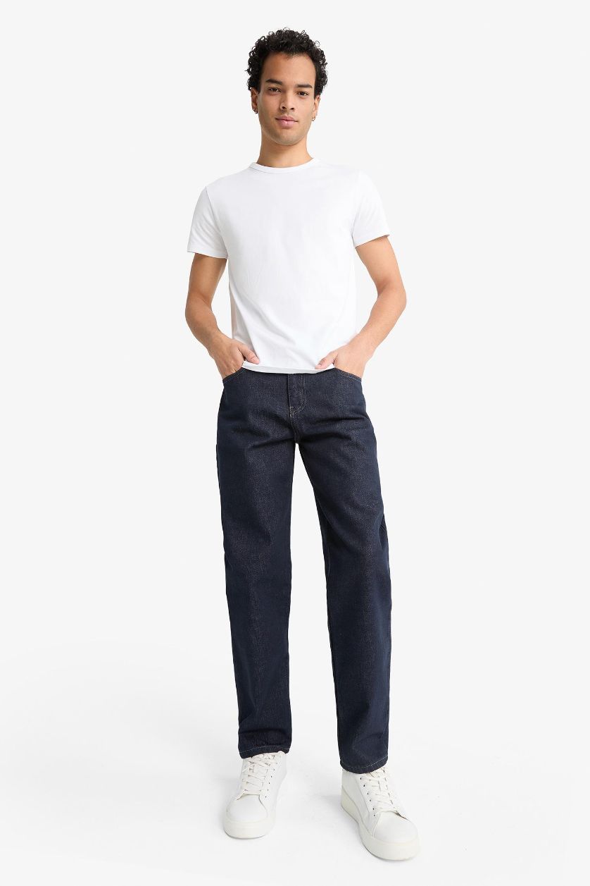 HOMME Bleu Foncé Jean à jambe fuselée Coupe décontractée