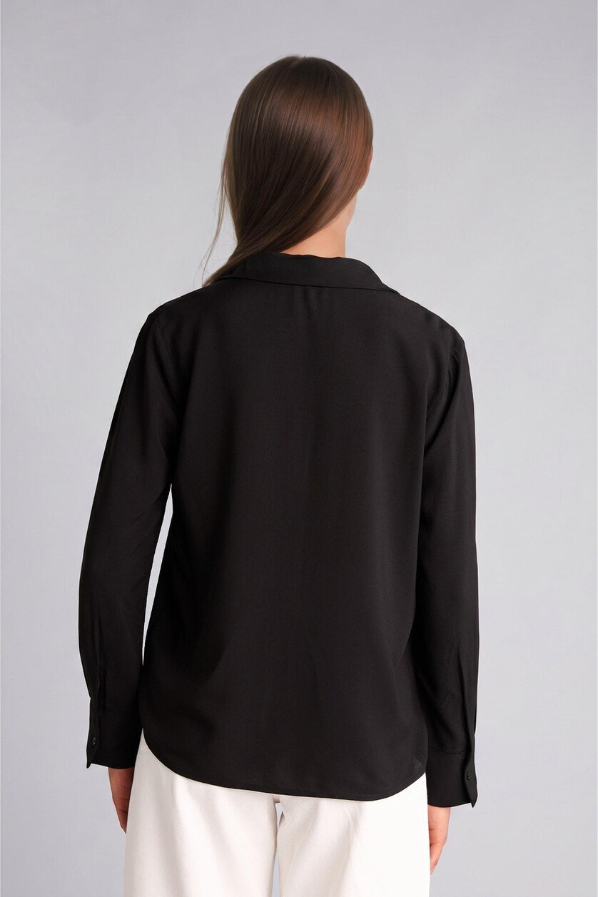Женщины Черный Рубашка Regular Fit