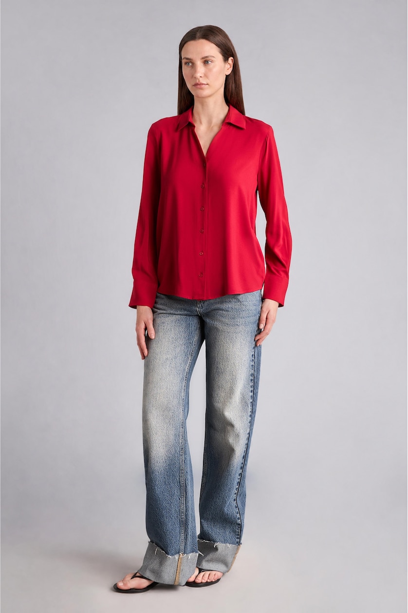 Әйелдерге қызыл Regular Fit жейде