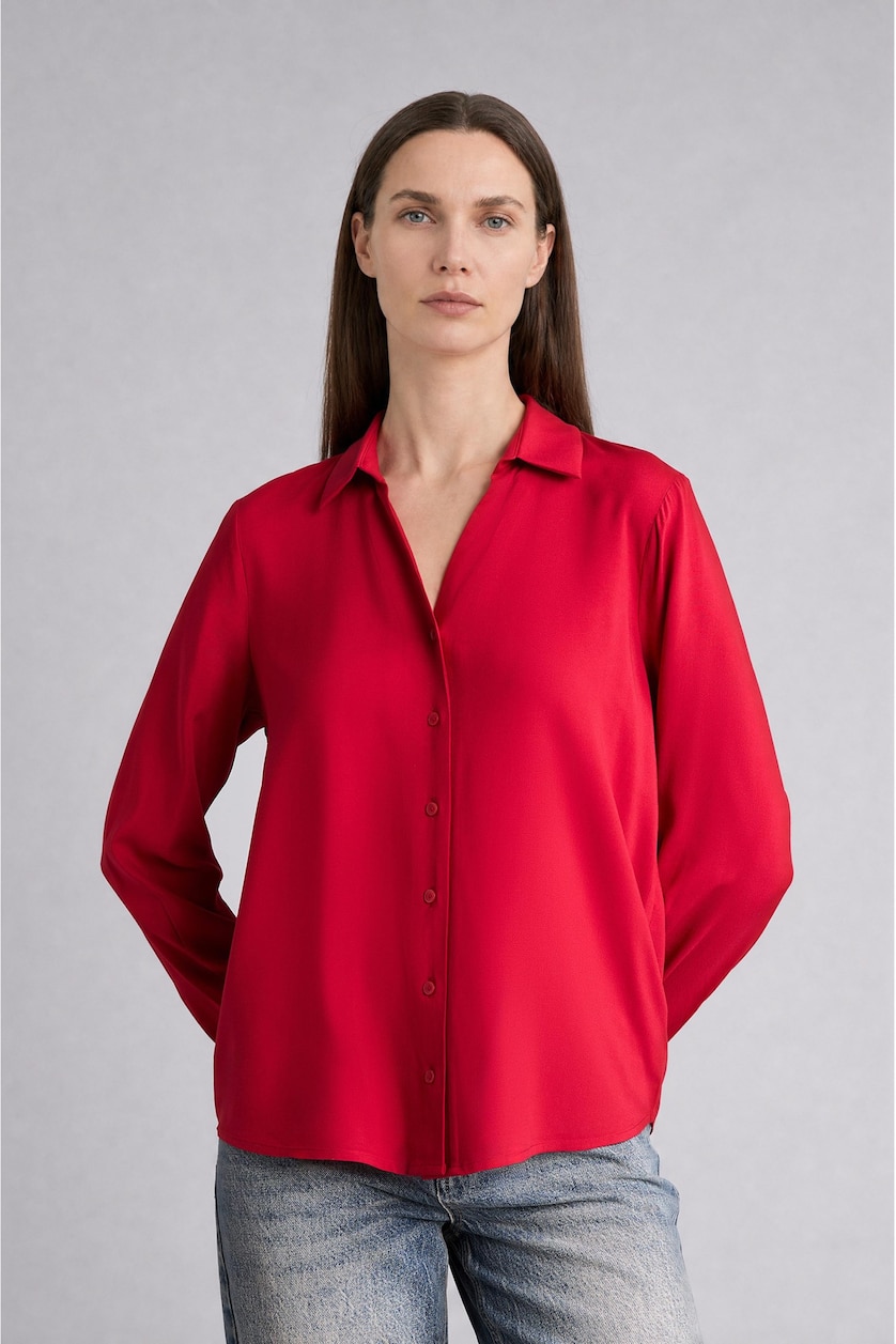 Әйелдерге қызыл Regular Fit жейде