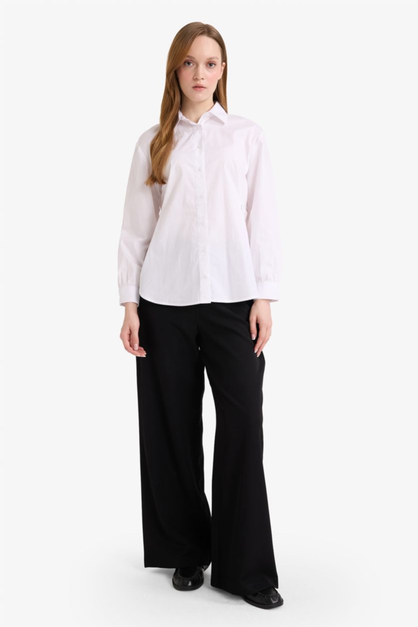 Женщины Черный Брюки Wide Straight с прямыми штанинами