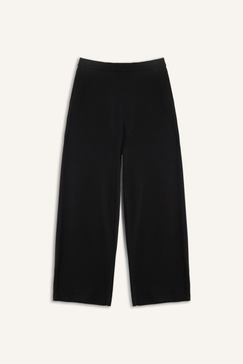 Женщины Черный Брюки Wide Straight с прямыми штанинами