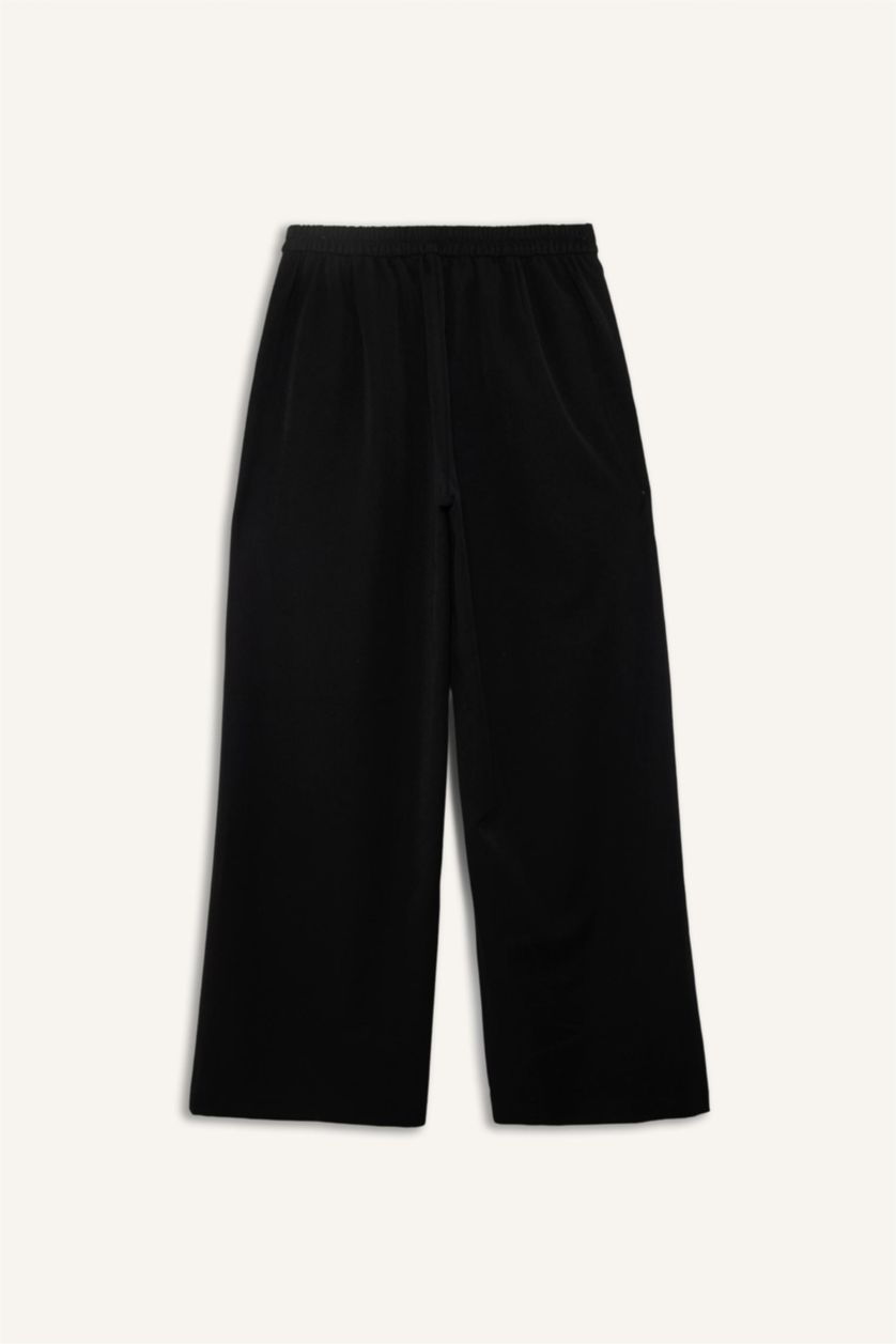 Женщины Черный Брюки Wide Straight с прямыми штанинами