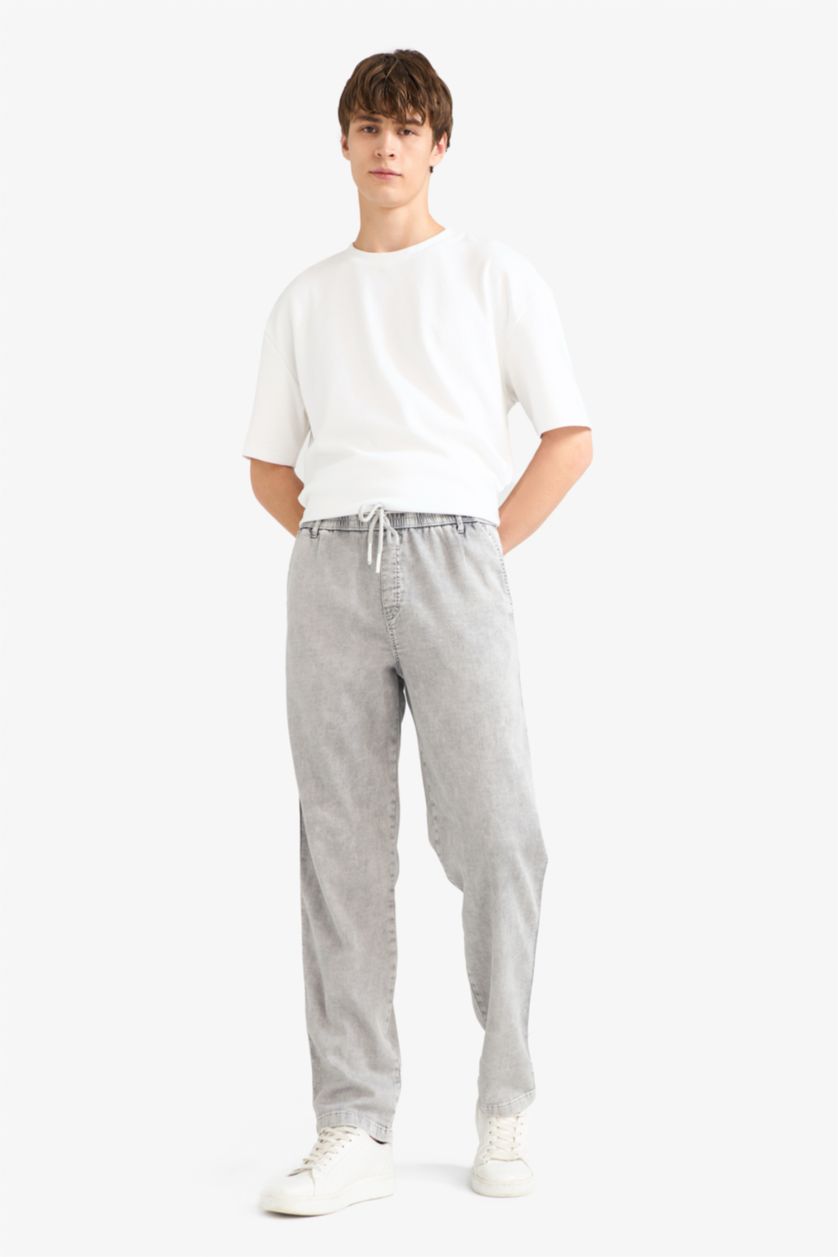 رجال رمادي فاتح بنطرون جينز برجل واسع وايد ليج