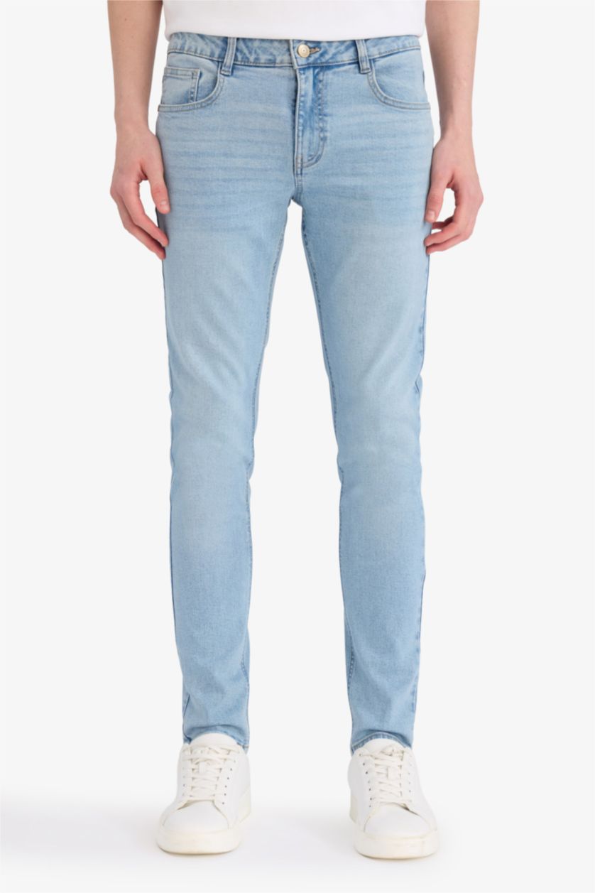 Man Light Blue Carlo Skinny Fit Super Skinny Hem Denim Trousers