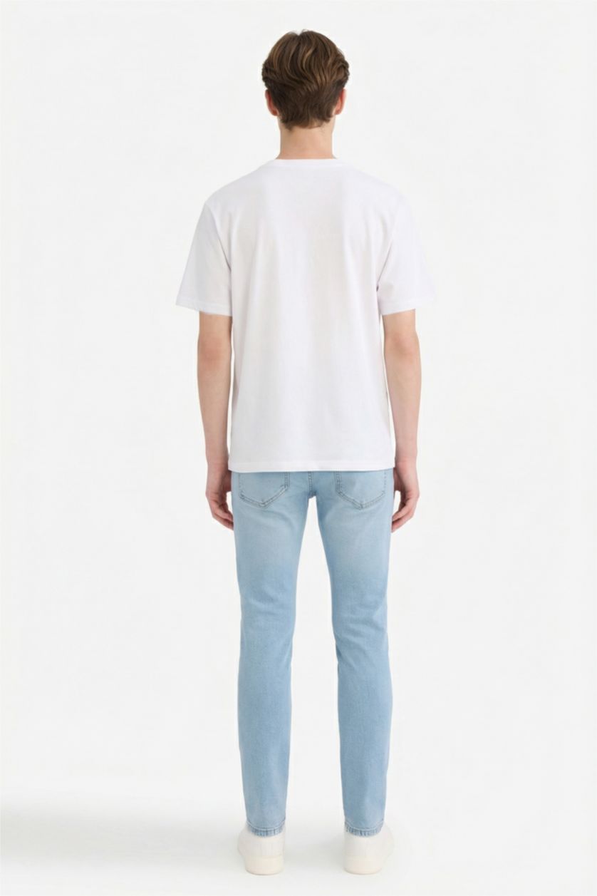 Man Light Blue Carlo Skinny Fit Super Skinny Hem Denim Trousers